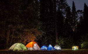 camping outside in tents
